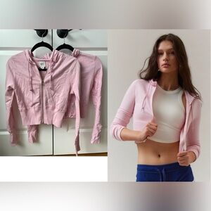 Urban Outfitters BDG Set/2 Hailey Cropped Slim Fit Pink Zip Up Hoodies Small